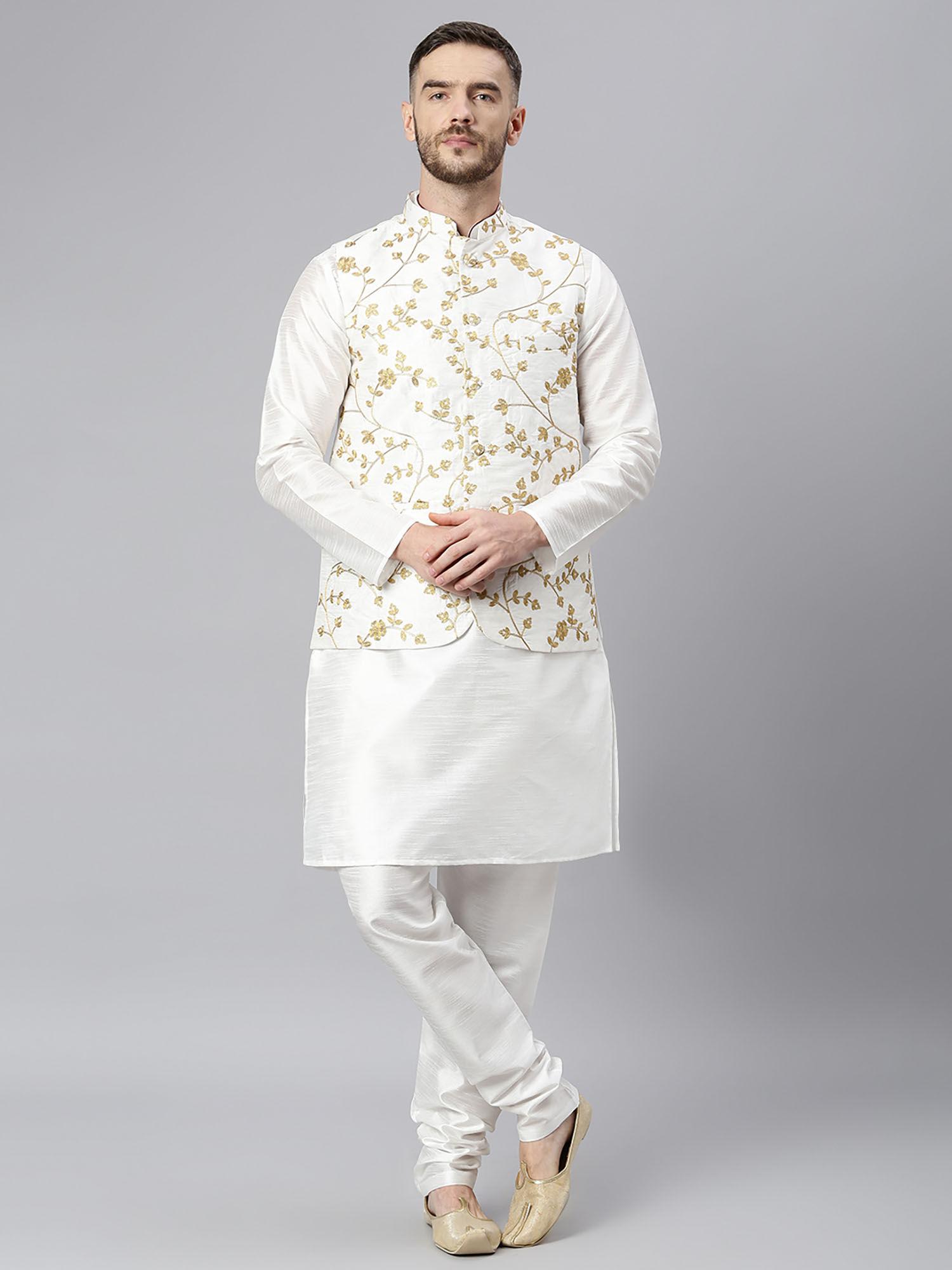 white color silk kurta (set of 3)