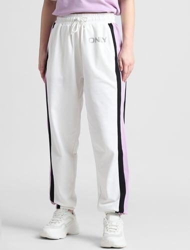 white colourblocked joggers