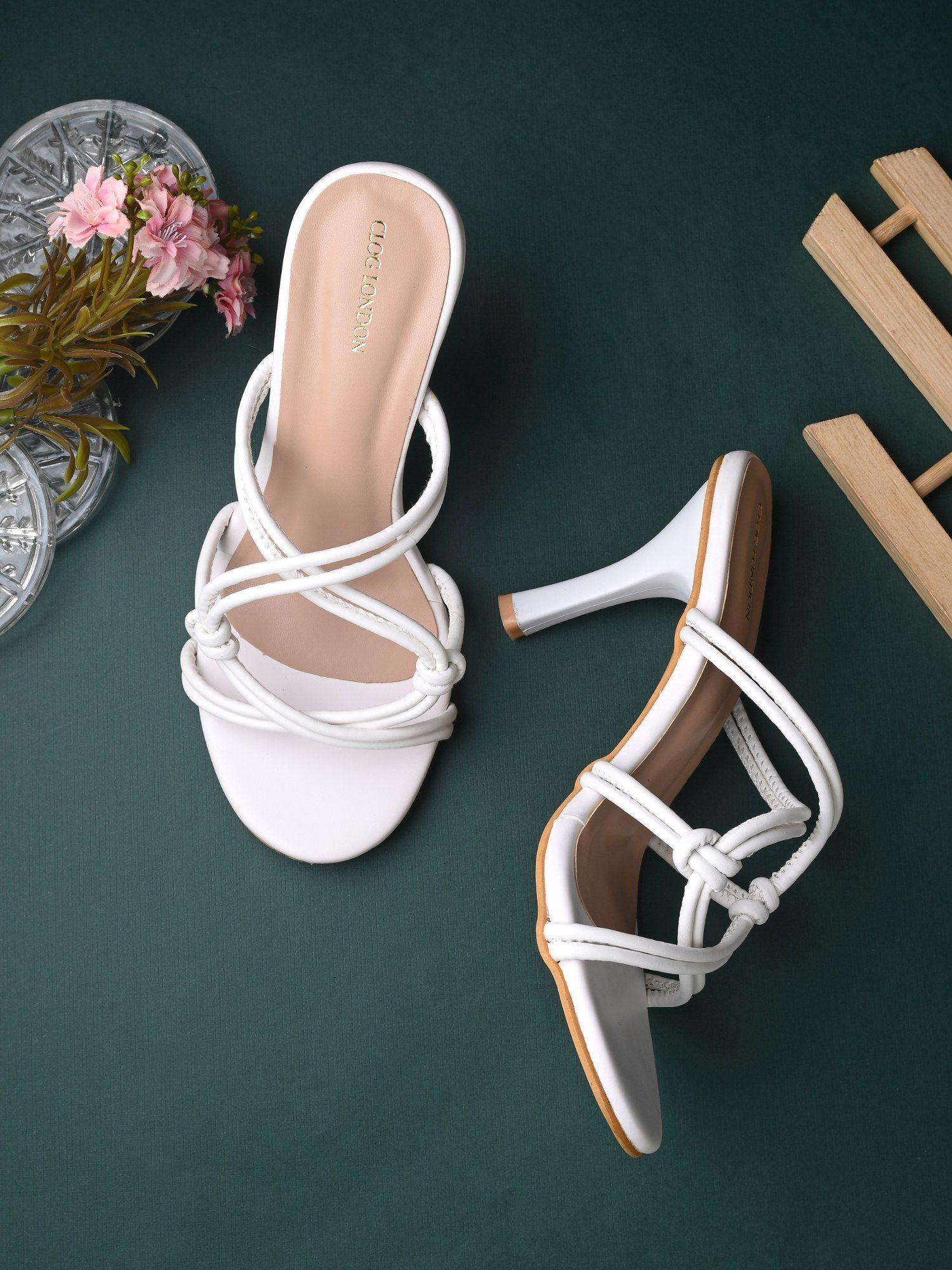 white comfortable heel sandals