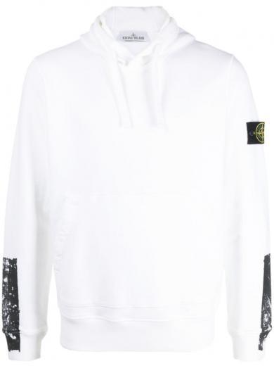 white compass cotton hoodie