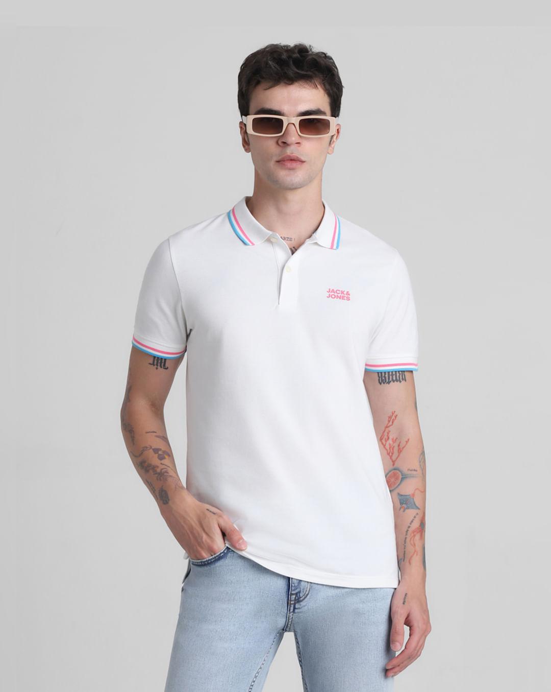 white contrast tipping polo t-shirt