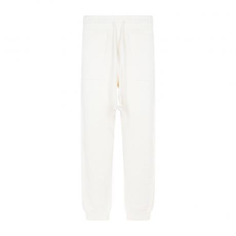white cotton 3d diag knit pants