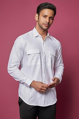 white cotton blend shirt