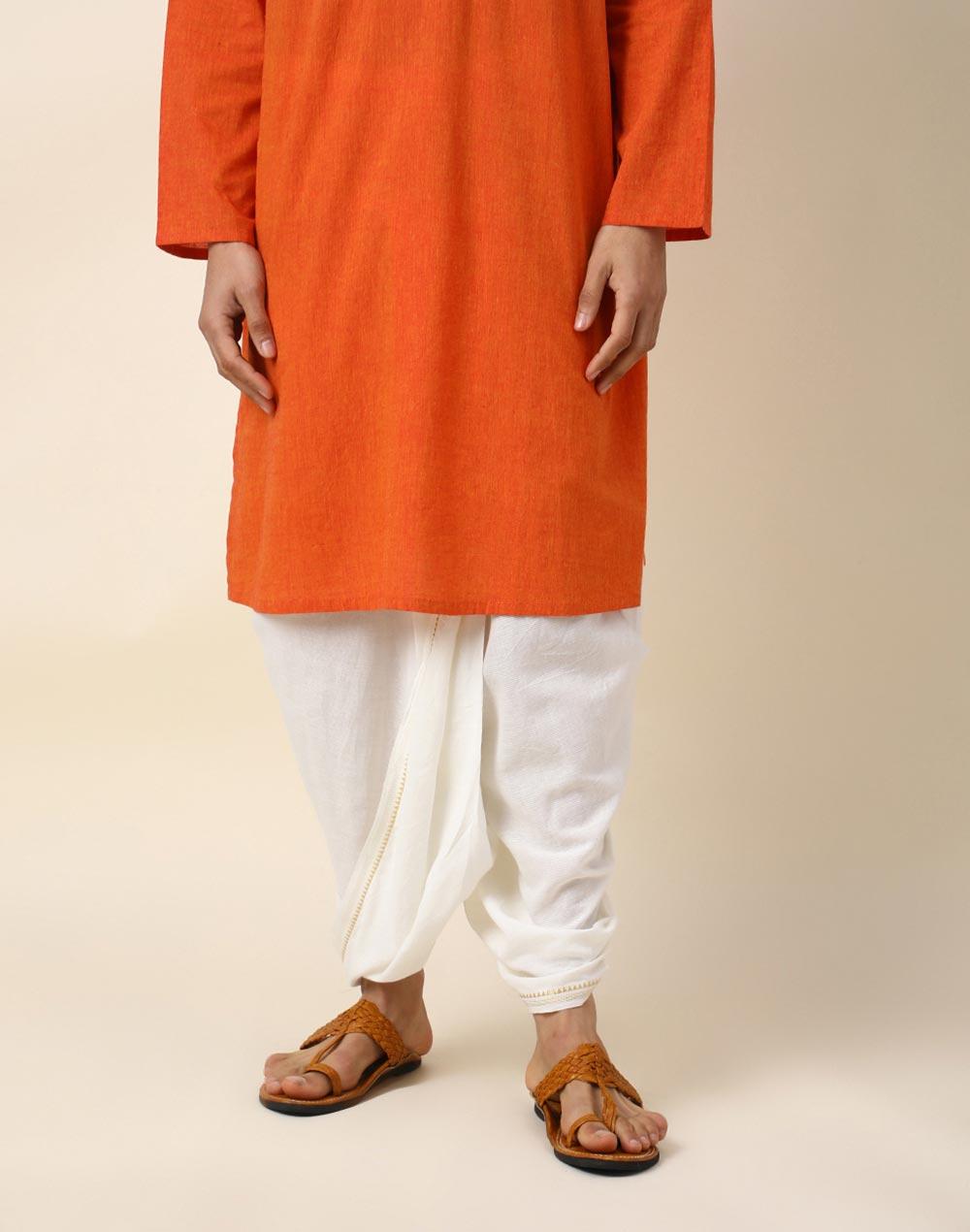 white cotton blend woven dhoti