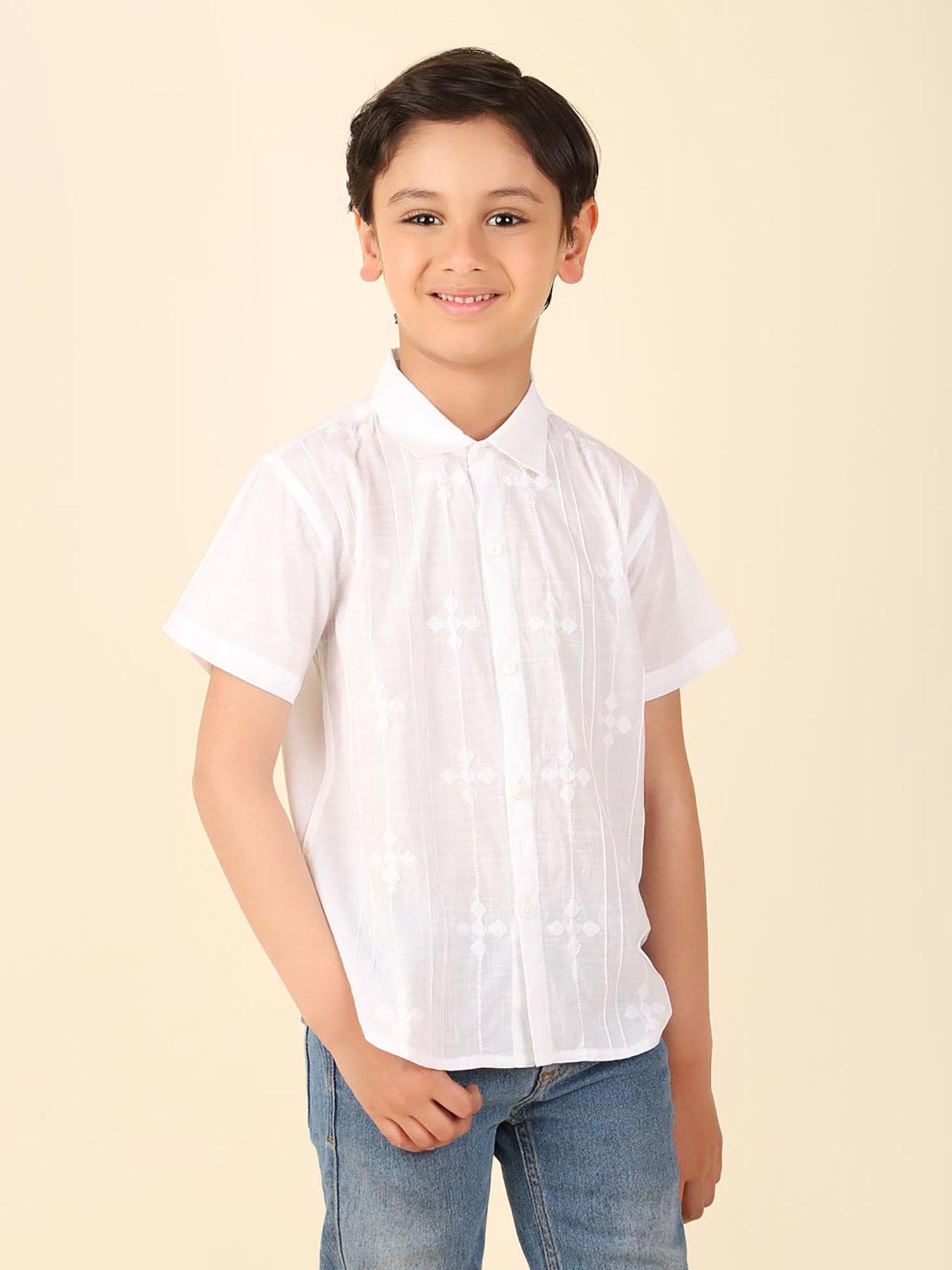 white cotton chikankari shirt