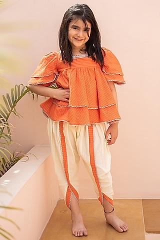 white cotton dhoti set for girls