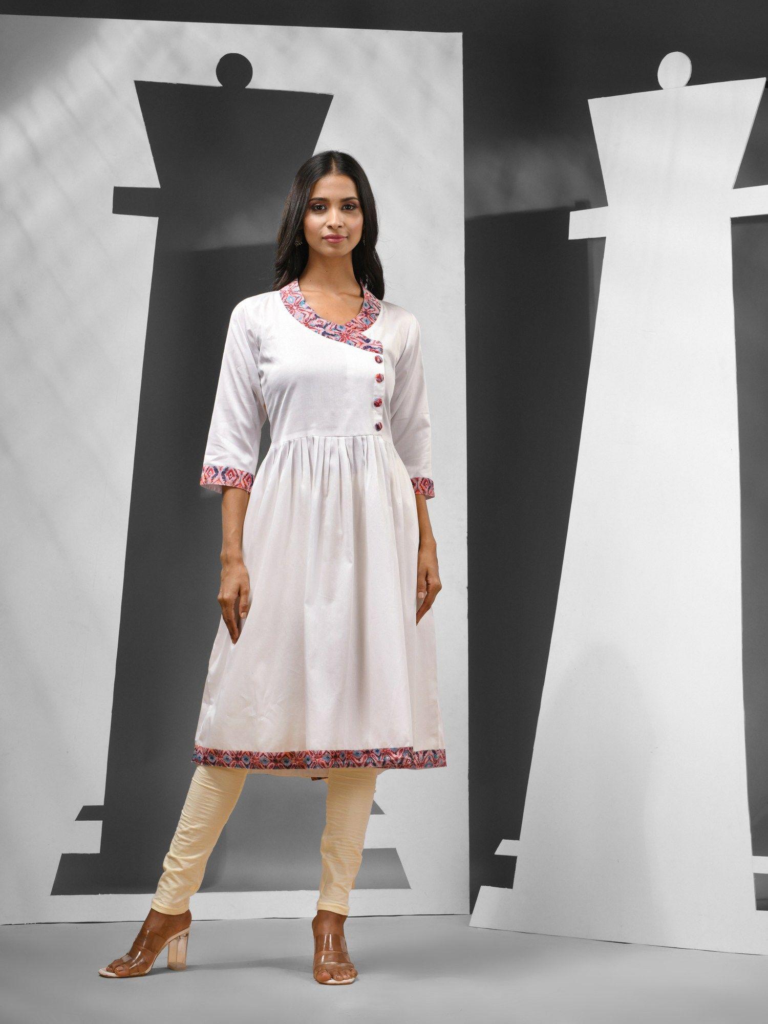 white cotton dress solid kurta