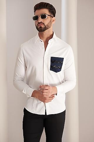 white cotton embroidered shirt