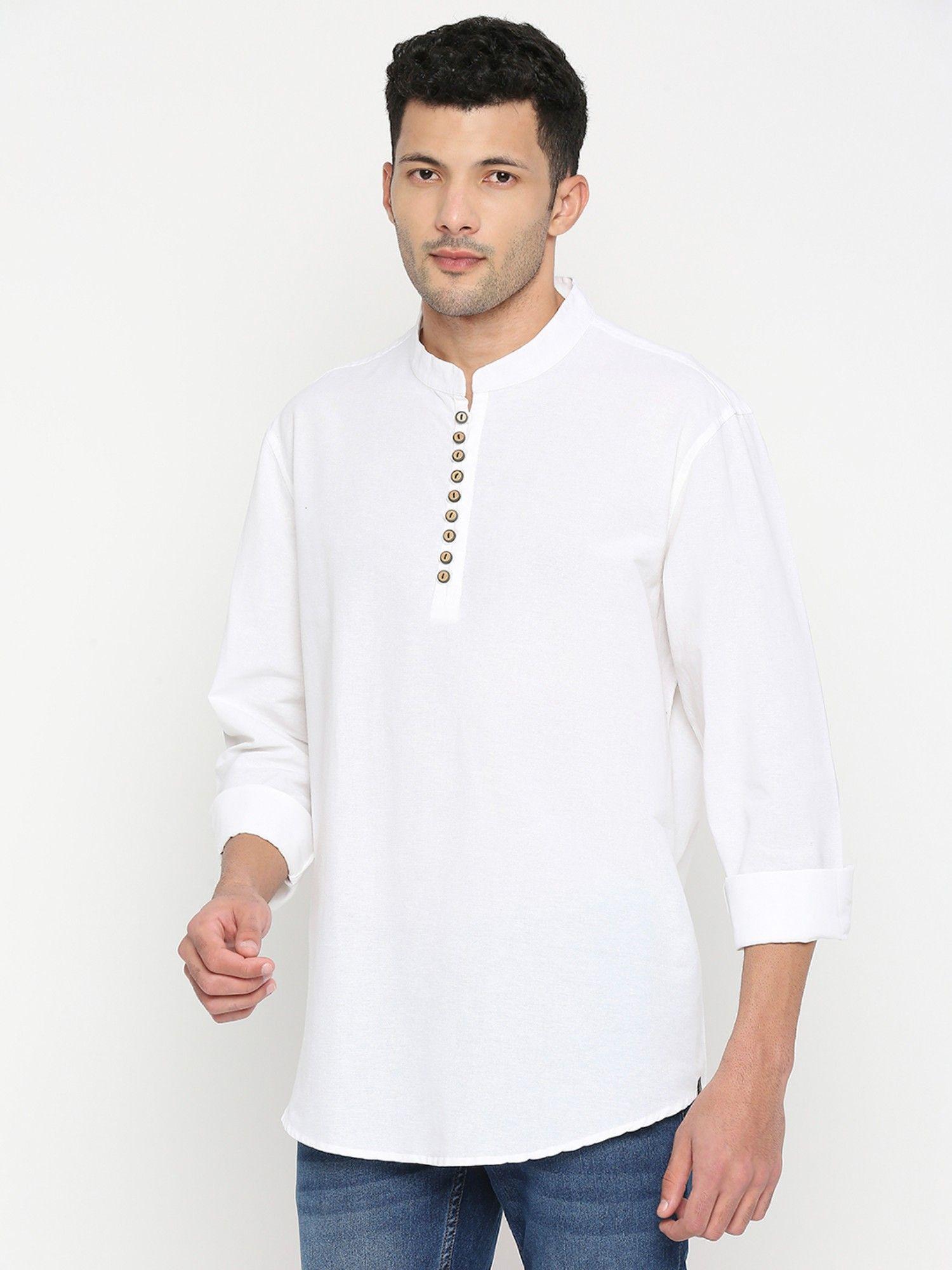 white cotton full sleeve plain shirt