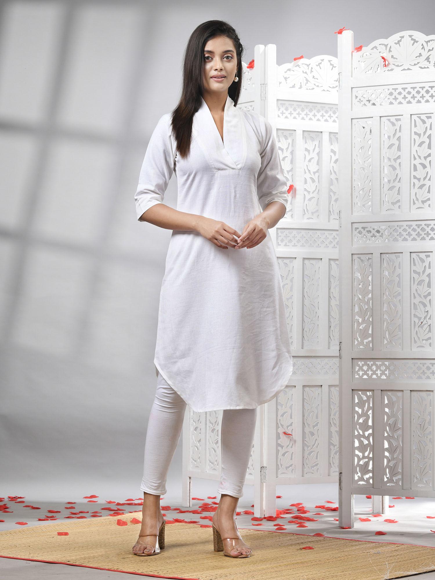 white cotton handwoven kurti