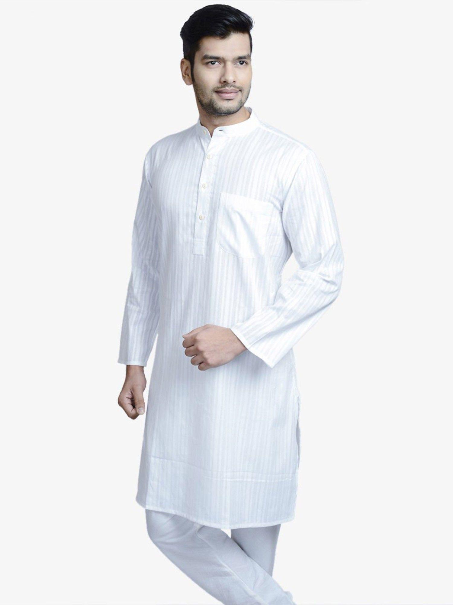 white cotton jamaal long kurta