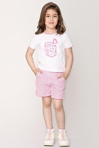 white cotton jersey co-ord set for girls