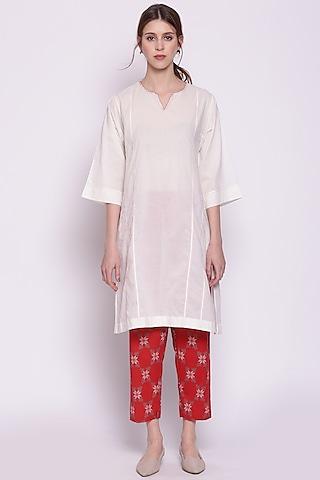 white cotton kalidar kurta set