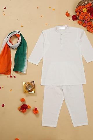 white cotton kurta set for boys