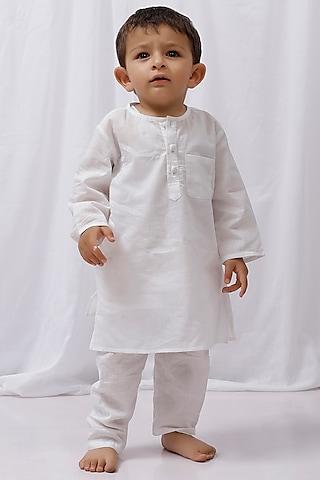 white cotton kurta set for boys