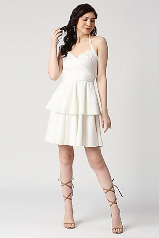white cotton layered dress
