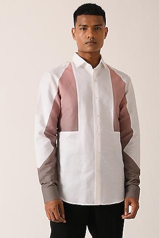 white cotton linen gradient shirt