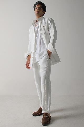 white cotton linen trousers