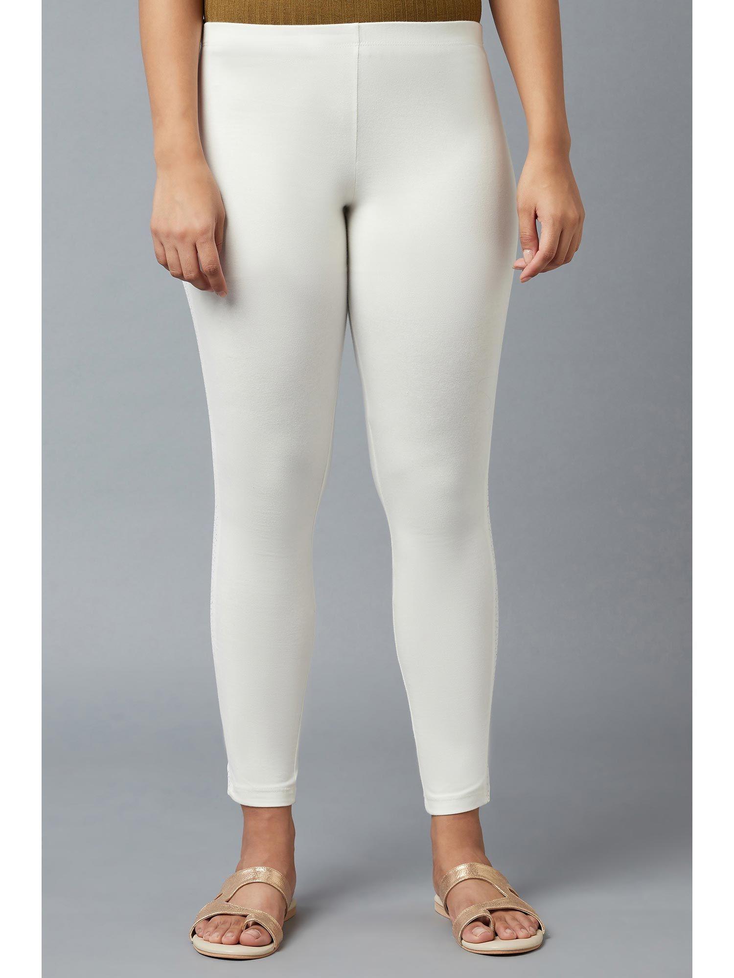 white cotton lycra tights for women