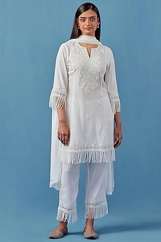 white cotton modal kurta set