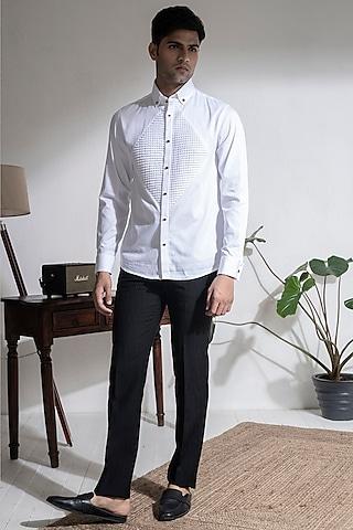 white cotton pintucked shirt