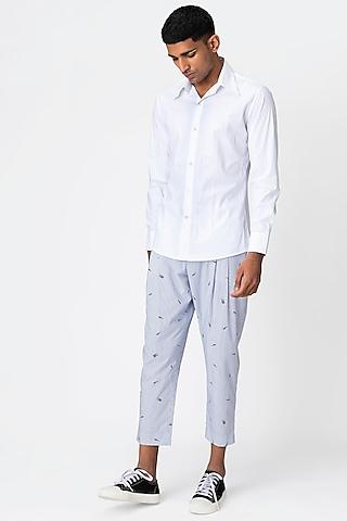 white cotton pintucked shirt