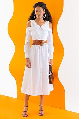 white cotton poplin shirt dress