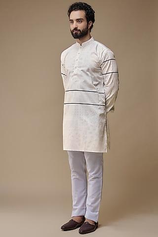 white cotton printed kurta set for boys