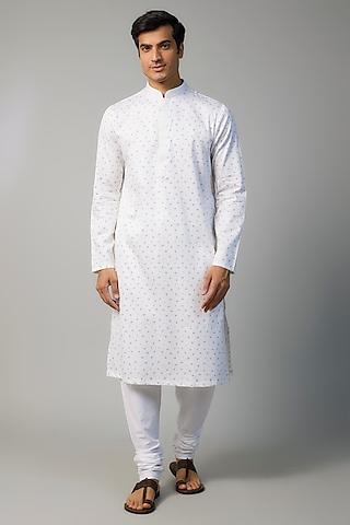 white cotton printed kurta set