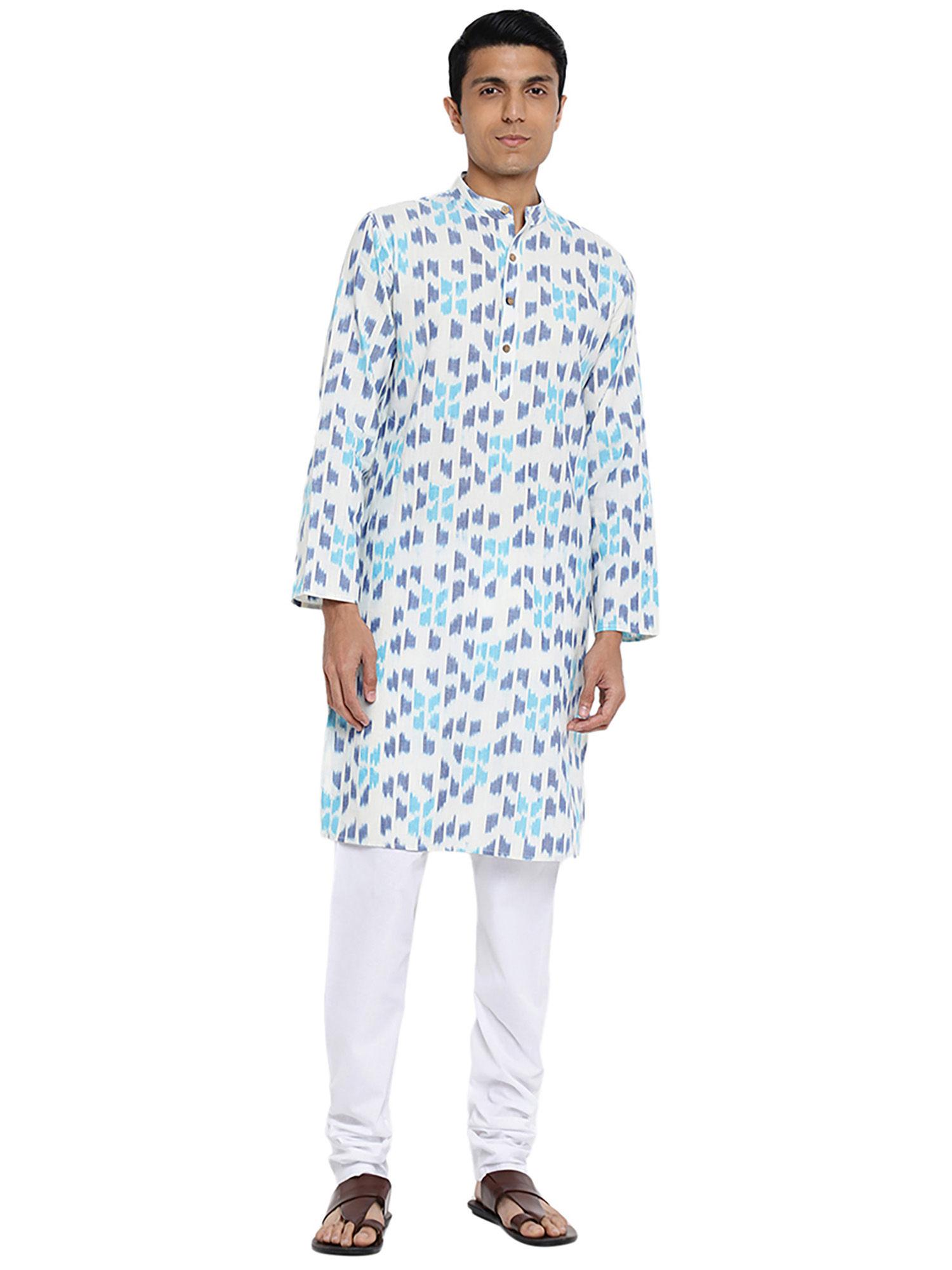 white cotton printed long kurta