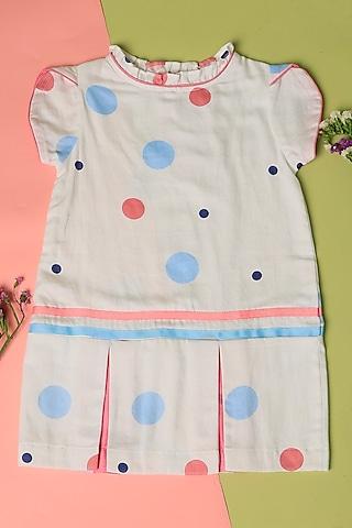 white cotton printed pop dress for girls