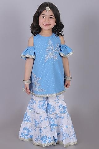 white cotton printed sharara set for girls