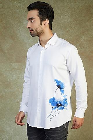 white cotton printed shirt