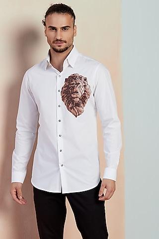 white cotton printed shirt