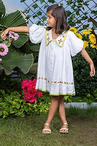 white cotton rayon dress for girls