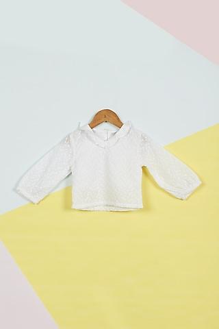 white cotton ruffled top for girls