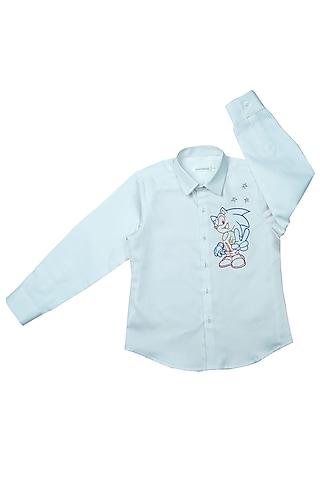 white cotton satin shirt for boys