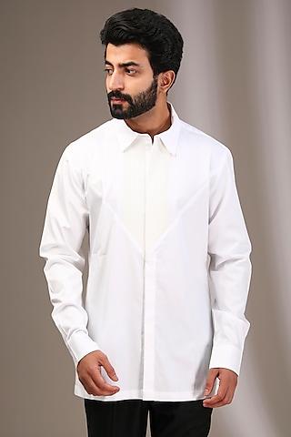 white cotton satin shirt