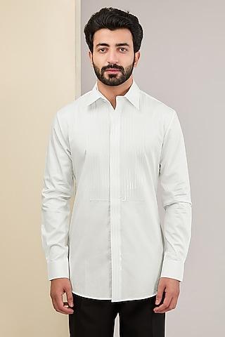 white cotton satin shirt