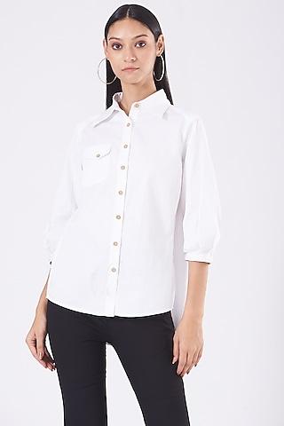 white cotton satin shirt