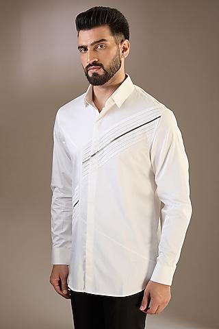 white cotton satin shirt