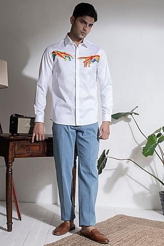 white cotton shirt with embroidery
