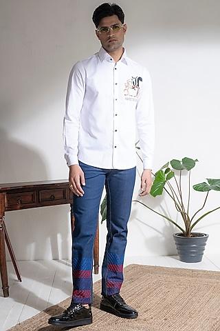 white cotton shirt with looney toons embroidery