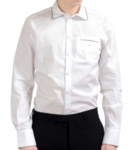 white cotton silk dress shirt