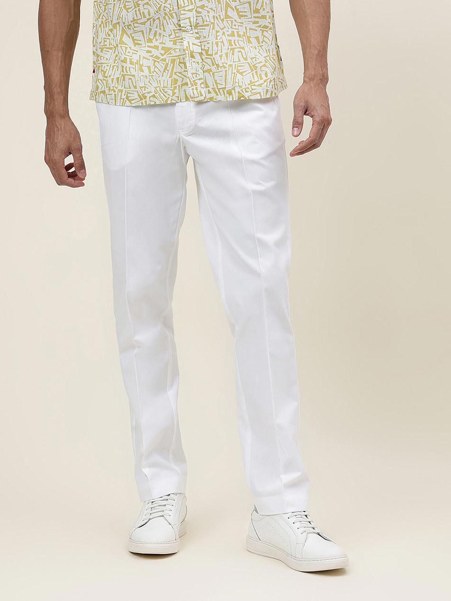 white cotton slim fit jama pants