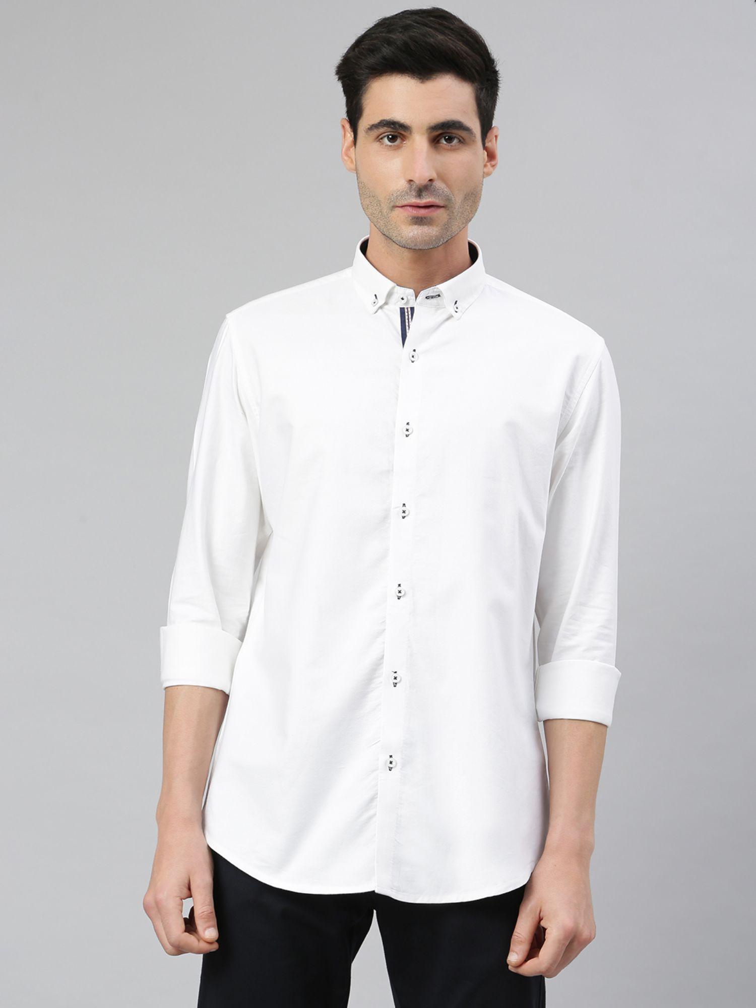 white cotton solid casual shirt