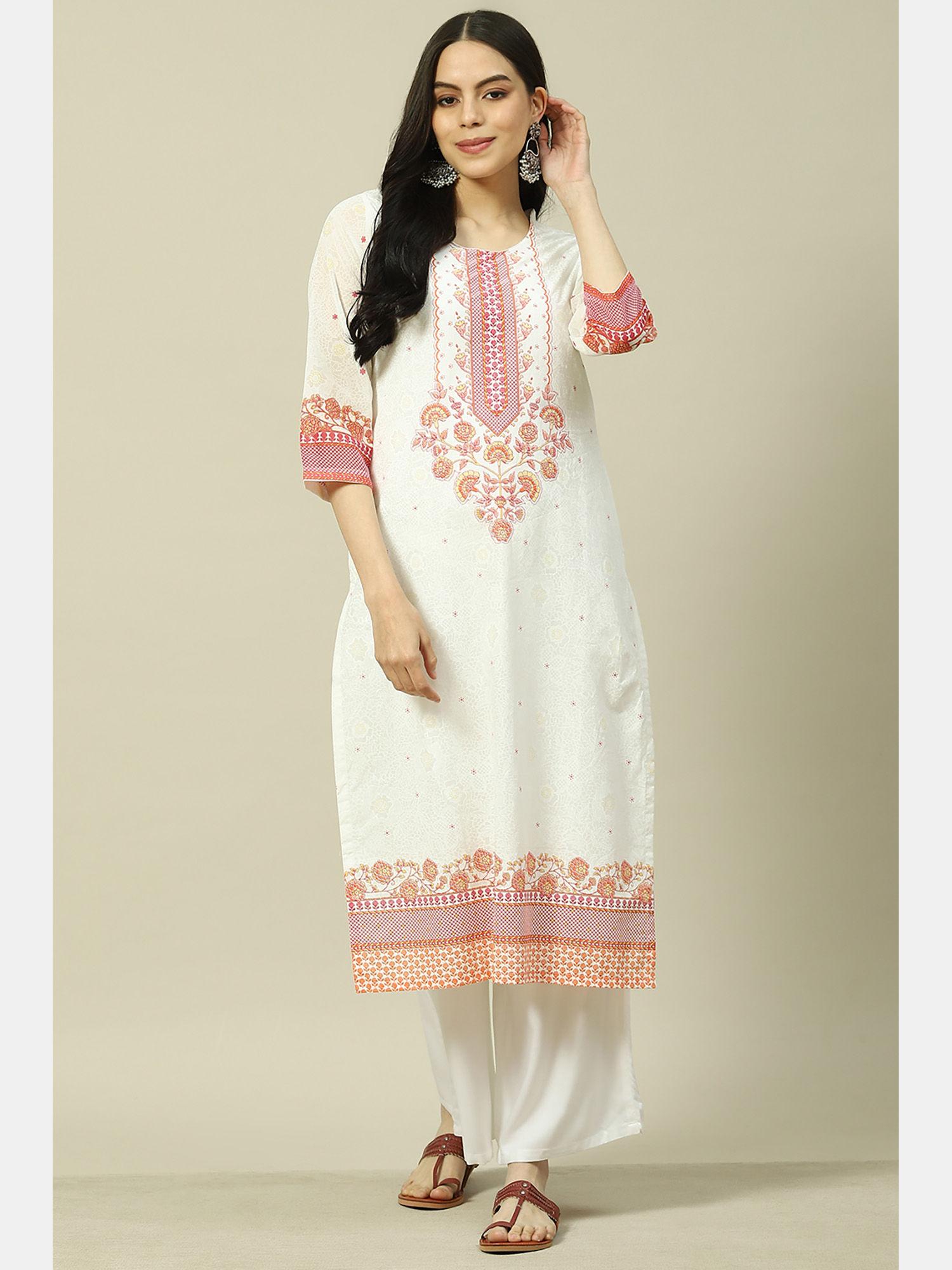 white cotton straight kurta