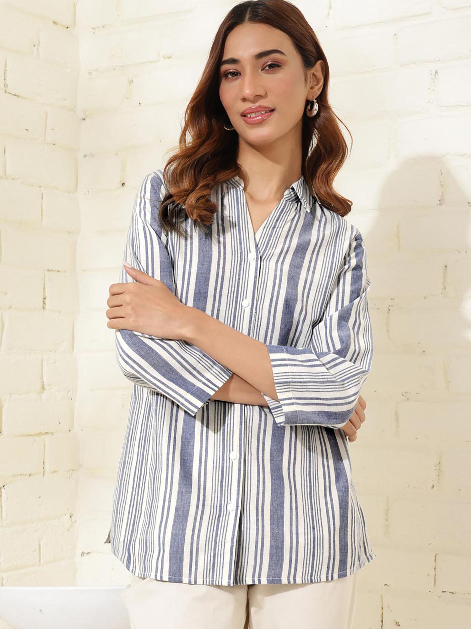 white cotton striped shirt