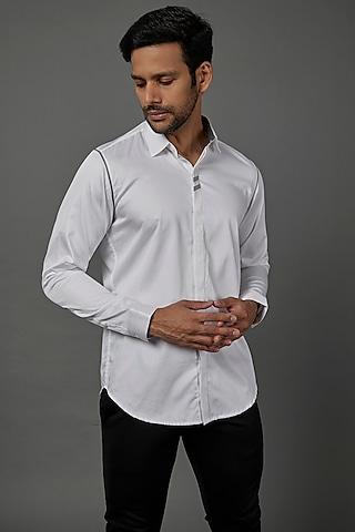 white cotton striped shirt