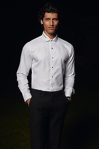 white cotton textured shirt